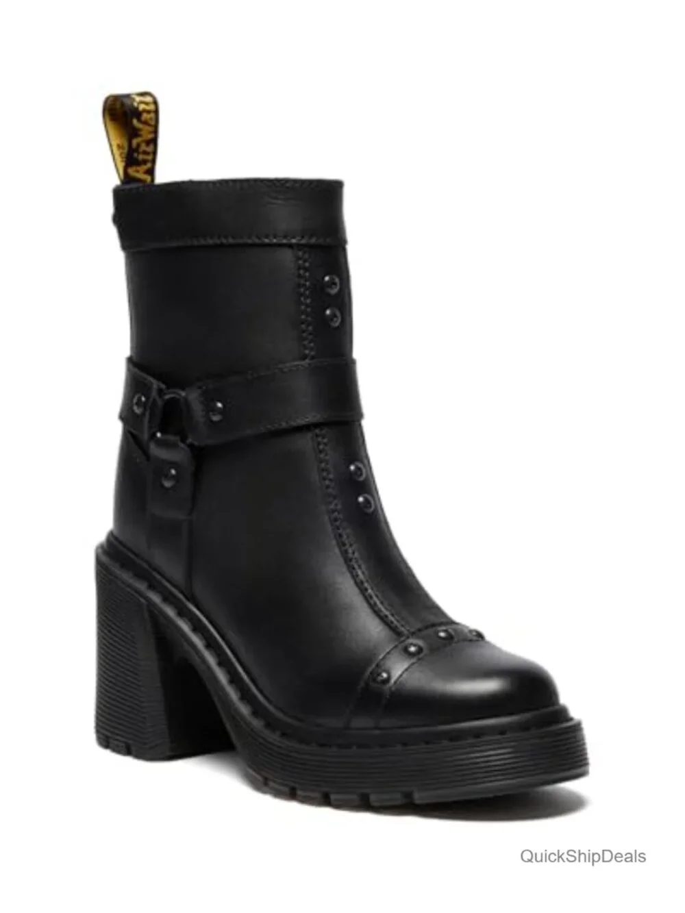 Leather Chelsea Boots with Flare Heel Ankle Zip